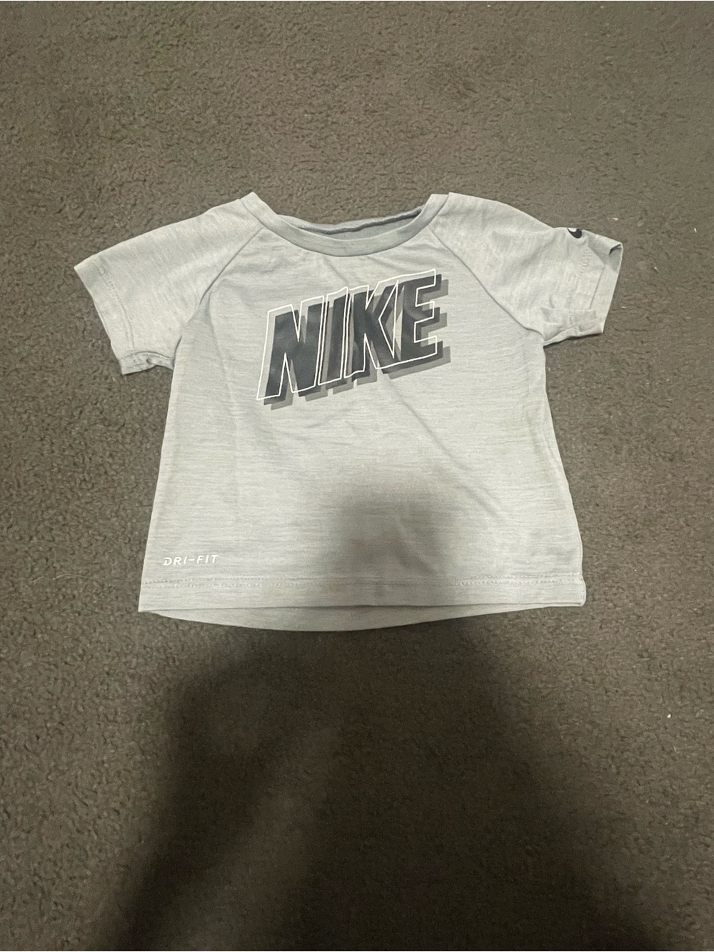 Nike Light Gray Dri-FIT Kids Tee with Bold Logo